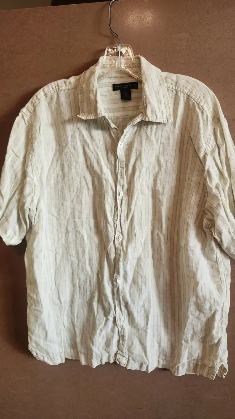 Vintage 2004 Banana Republic Men's 100% Linen Striped Shirt Y2K Large Mt111